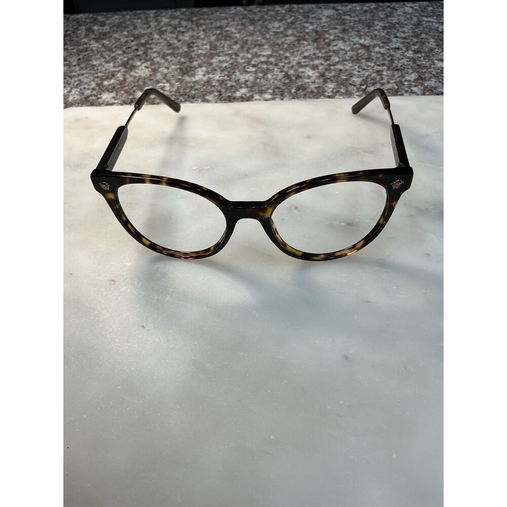 Versace Tortoise Shell Eyeglasses Frames 108 51-18-140 Italy Rounded Cat Eye